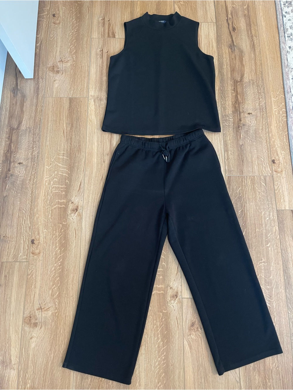 Women's Black Wide-Leg 2-piece Set